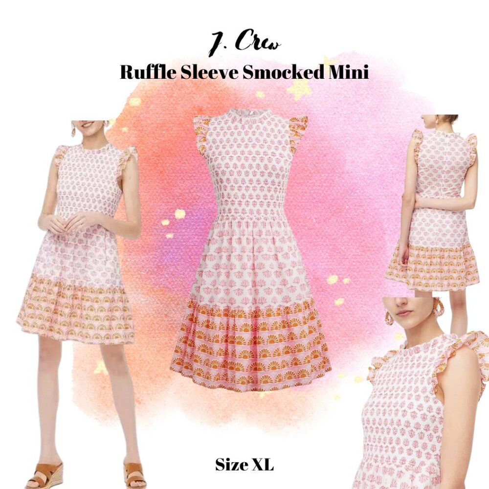 J.Crew Ruffle Sleeve Smocked Mini Dress
